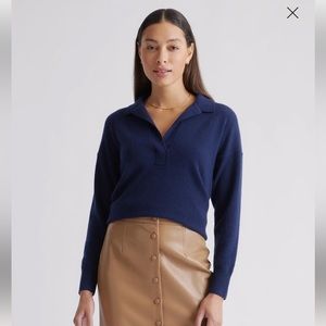 Quince Mongolian Cashmere Polo Sweater Navy XS